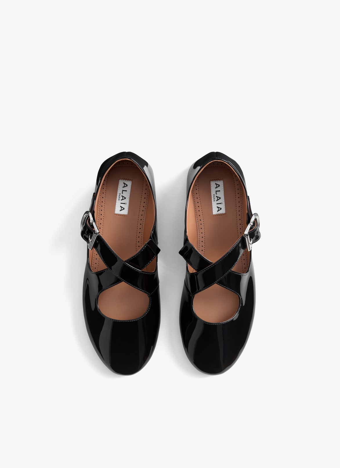CRISS CROSS BALLET FLATS IN PATENT CALFSKIN ALAÏA BLACK CRISS CROSS BALLET FLATS IN PATENT CALFSKIN